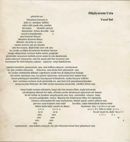 Düşüyorum Usta, Yusuf Bal, Edebiyat Ortamı Dergisi Sayı 30, Ocak-Şubat 2013. Fotoğraf:yusufbal.blogspot.com