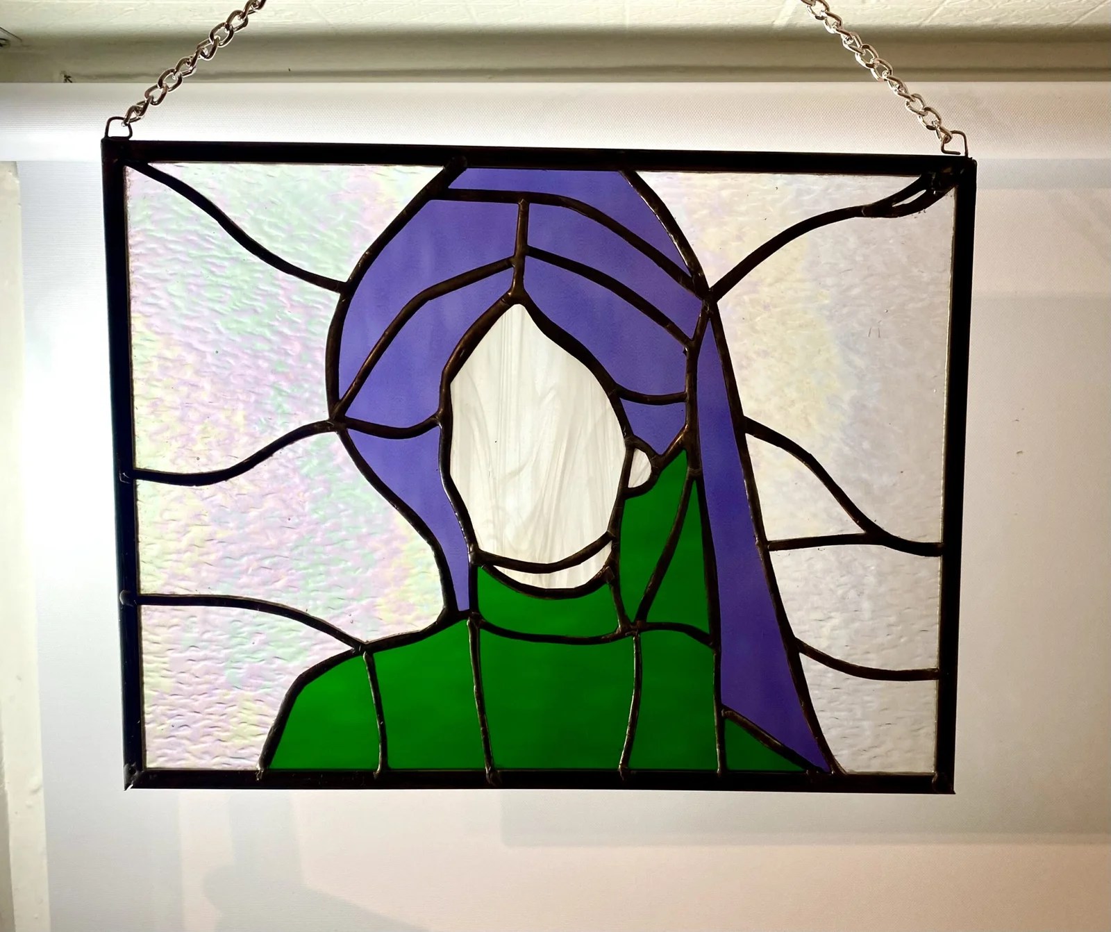 Suffragette stained glass hanging