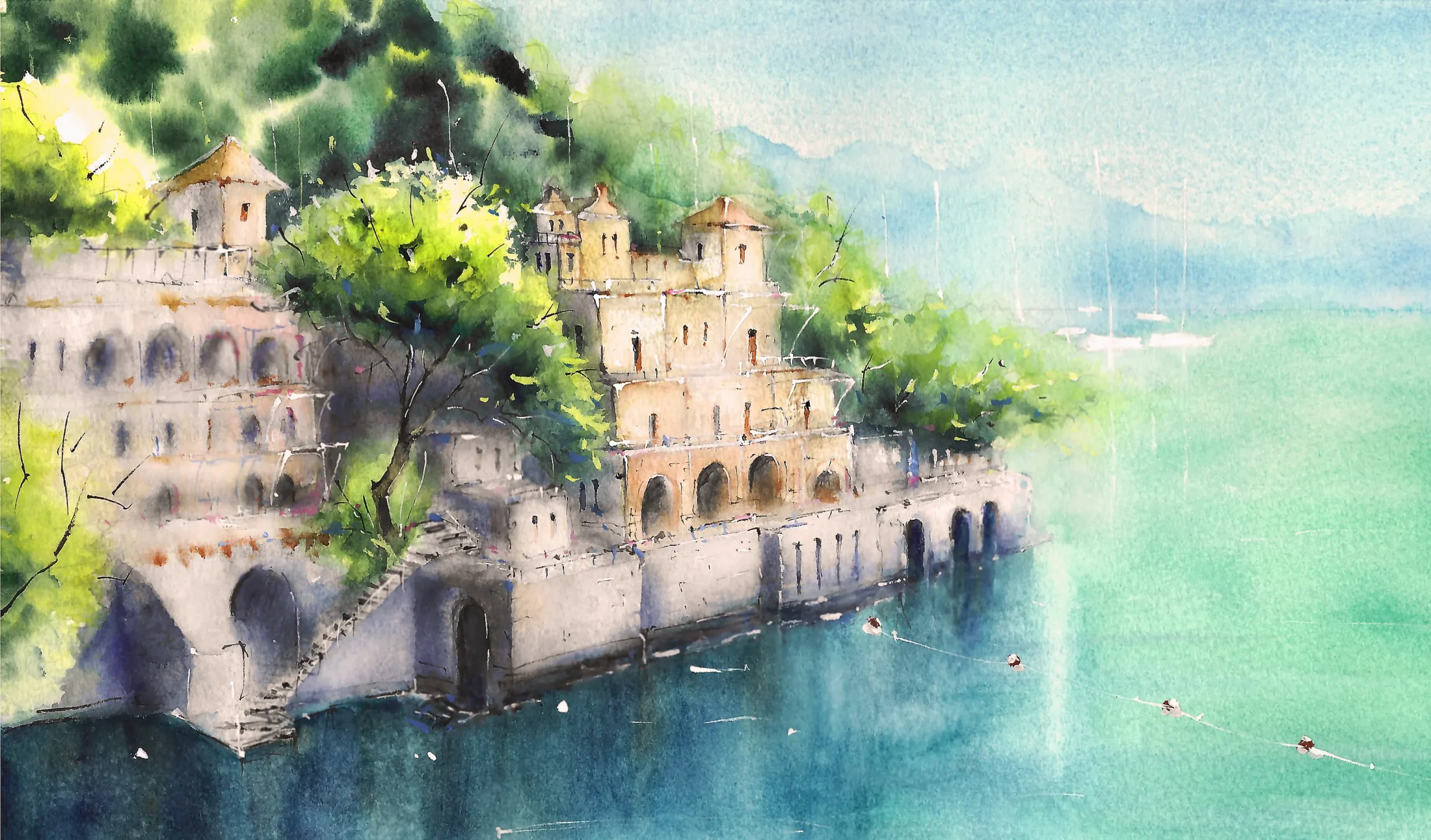 Original watercolor Painting: Emerald