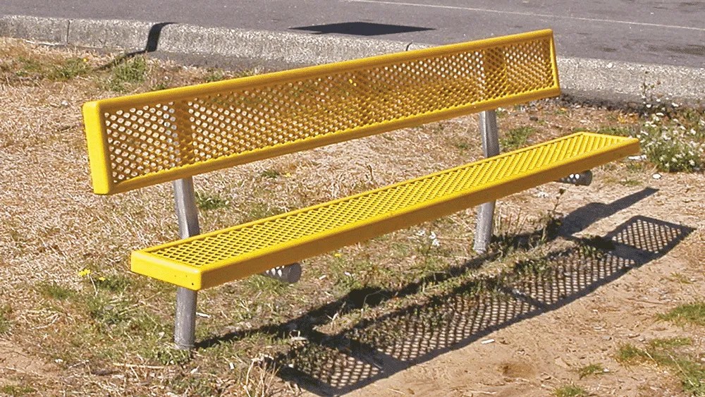 6', 8' & 15' Stationary Vinyl Plastisol (PVC) Coated Bench with Back