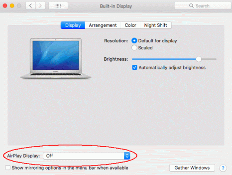 Image of AirPlay Display dropdown menu Image of AirPlay Display dropdown menu