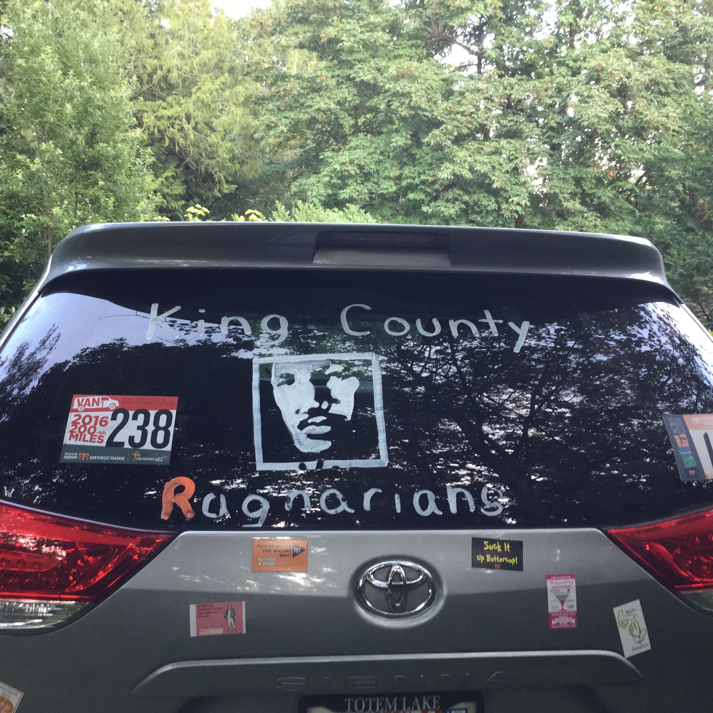 Getting into the spirit by decorating the car!