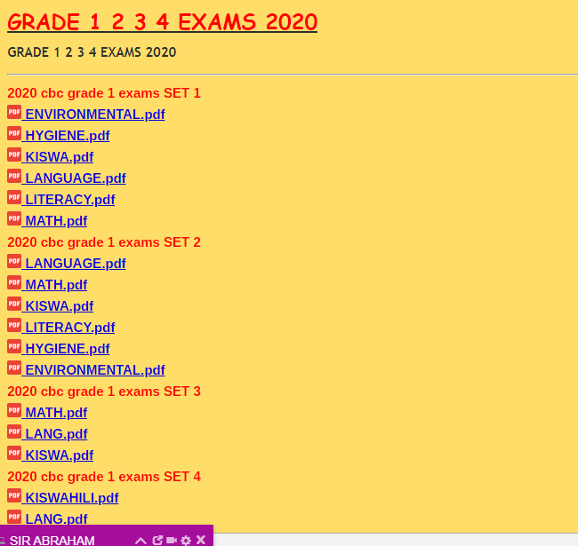 grade 1 2 3 4 exams 2020 kcpe kcse