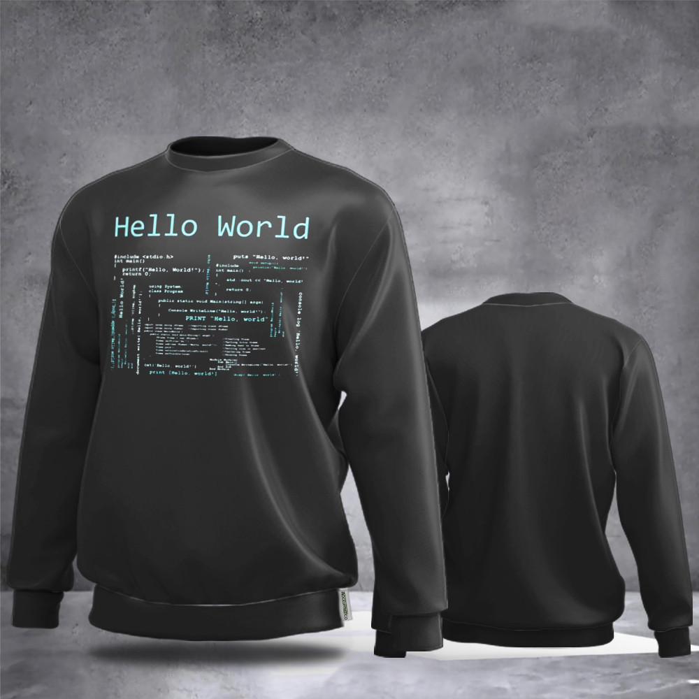 Hello World Sweatshirt Computer Programming Languages Retro Clothes Programmer Gifts-1 Hello World Sweatshirt Computer Programming Languages Retro Clothes Programmer Gifts-1