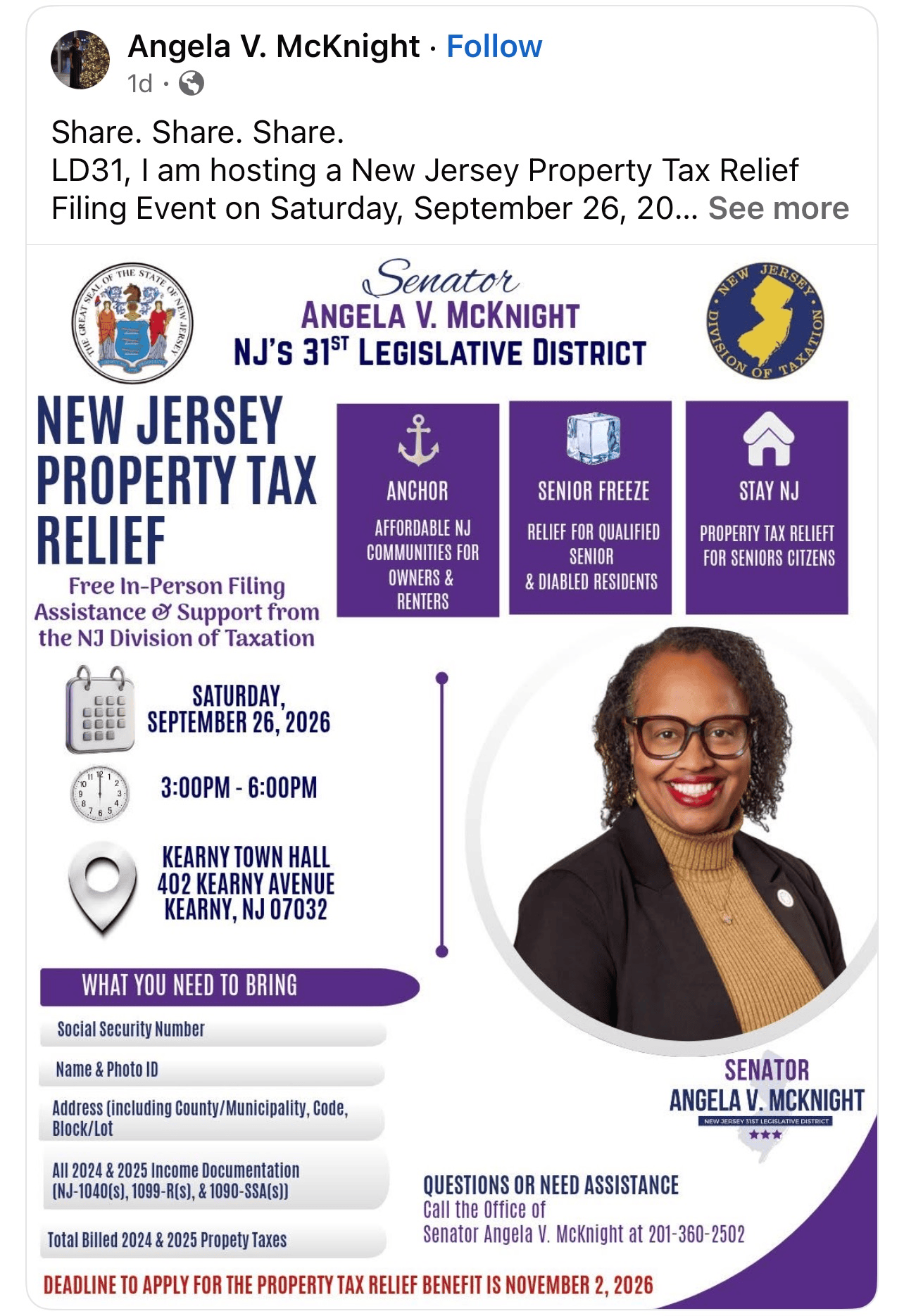 New Jersey Property Tax Relief filing assistance