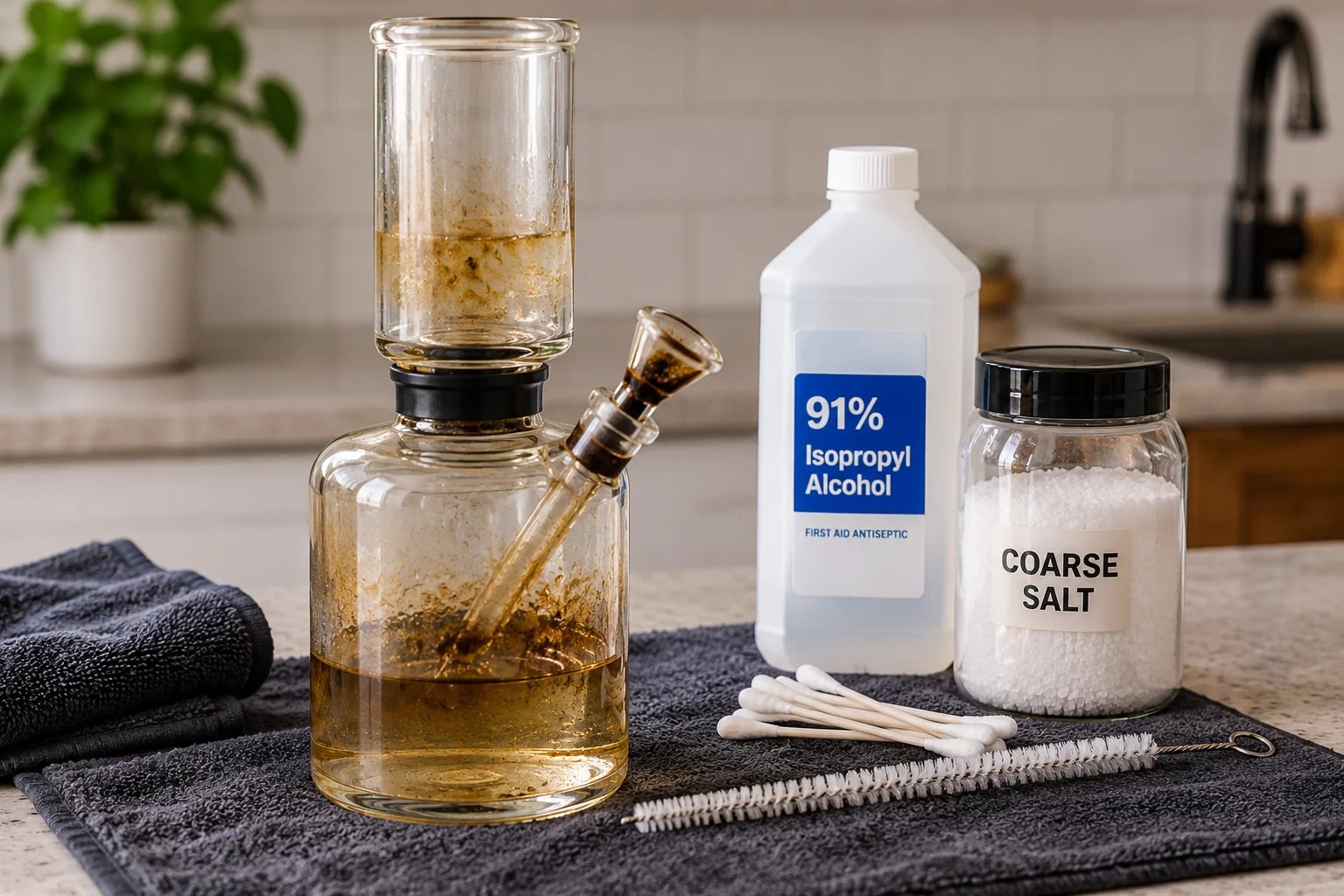 How to clean a gravity bong with isopropyl alcohol and coarse salt