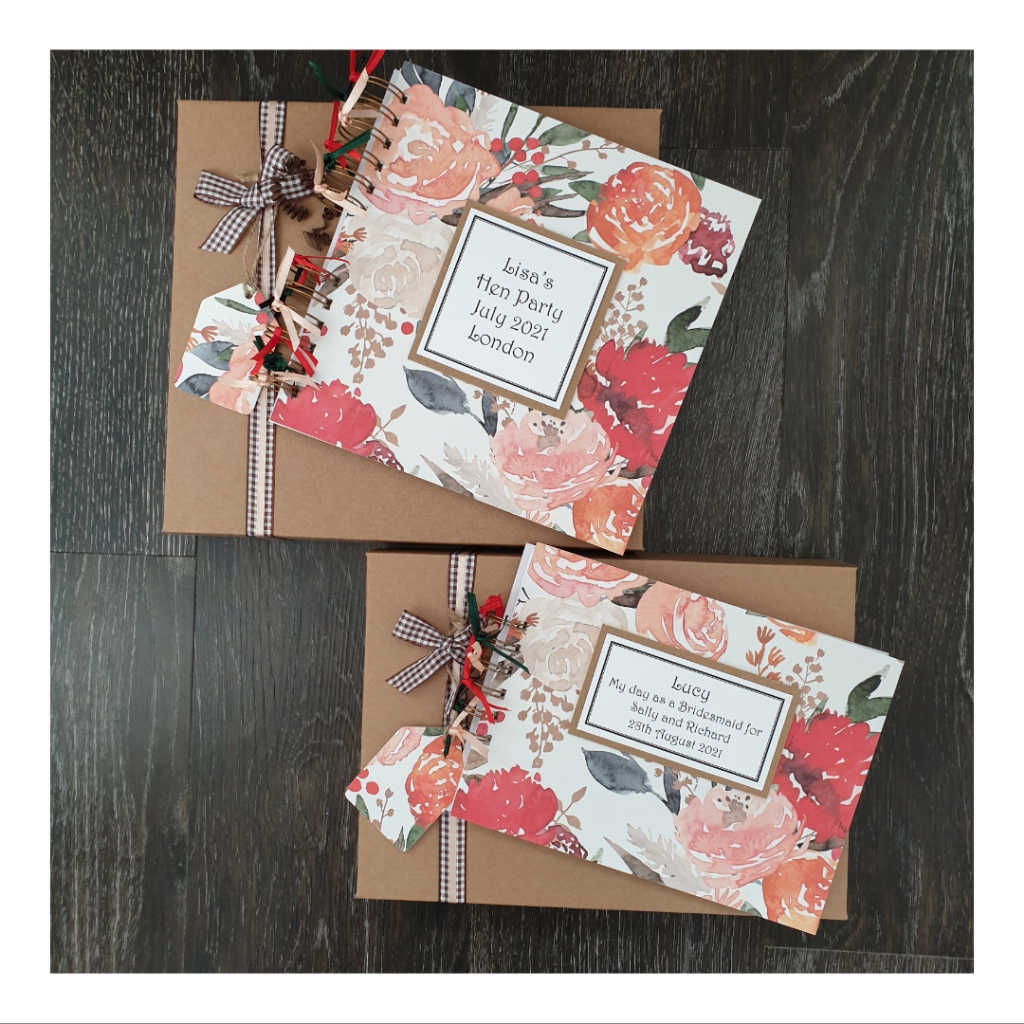 Boho floral scrapbooks for a hen party and a bridesmaid