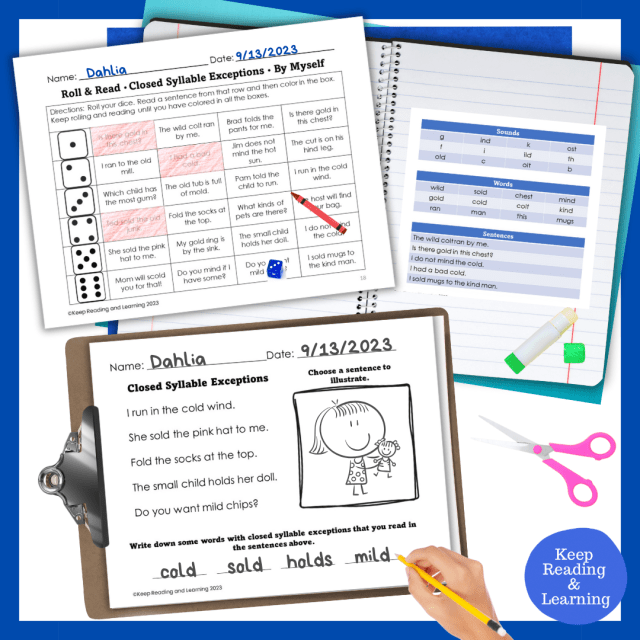 Closed Syllable Exception Worksheets