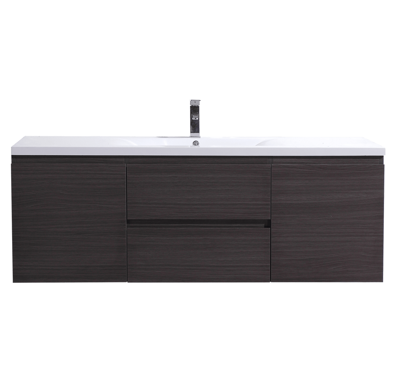 60 Single Sink Dark Grey Oak Wall Mounted Modern Bathroom Vanit Keetchen