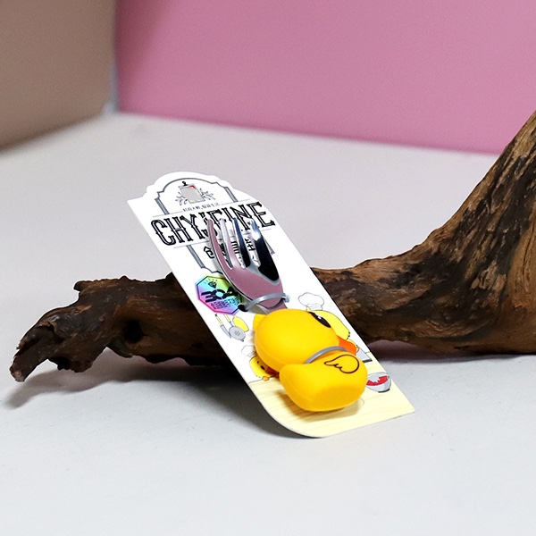 Children Steel Fork-Spoon Yellow Duck