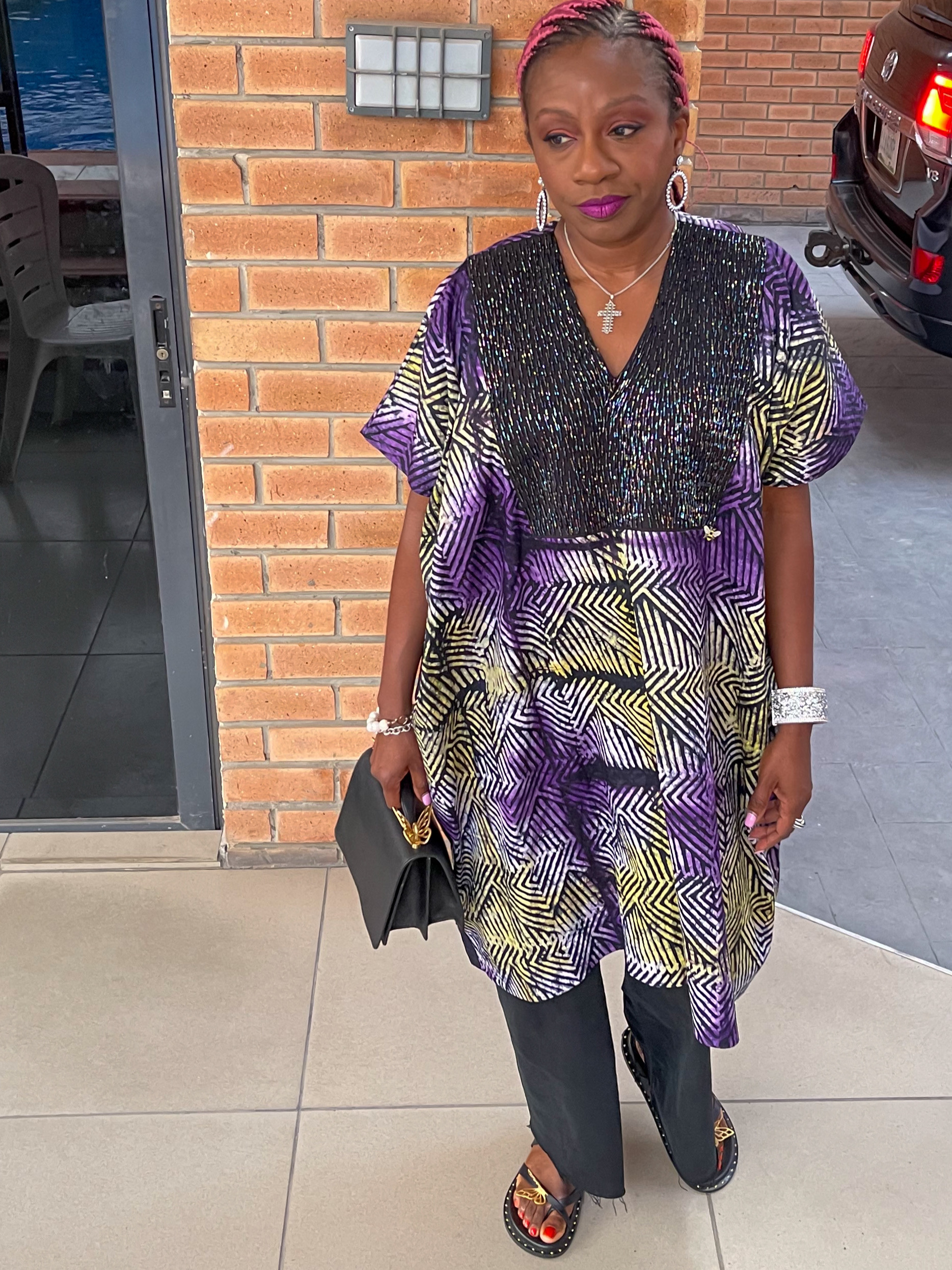 Modern Female Boubou Danshiki in Adire fabric