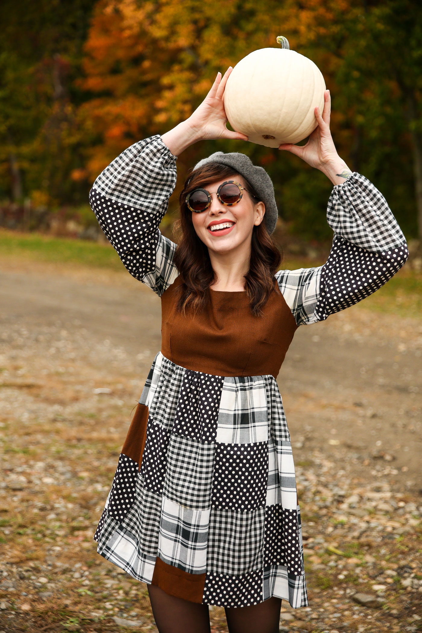 Fall Outfit 70s Patchwork Dress Keiko Lynn