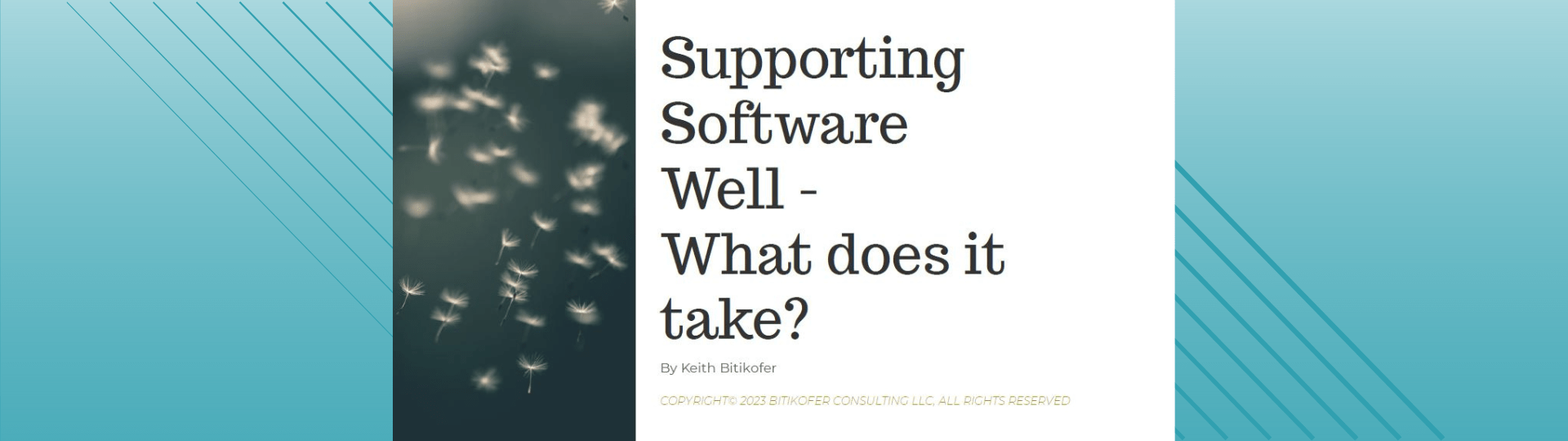 Keith Bitikofer webinar presentation Supporting Software Well