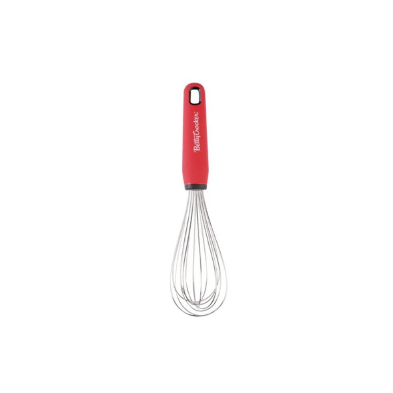 Betty Crocker Kitchen 25.4cm S/S Whisk, High-Quality Materials With Soft, Non-Slip  Handle, Easy To Clean And Dishwasher Safe -Color:  Red