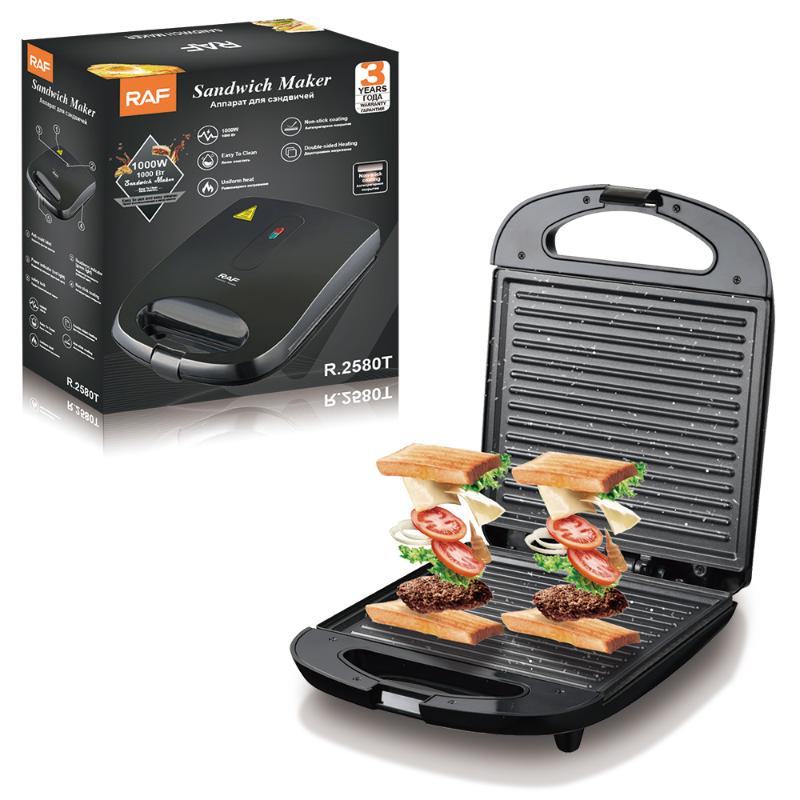 RAF R.2580T  Electric Sandwich Maker Toaster Panini Electric Grill 1000W, Non-stick Coating