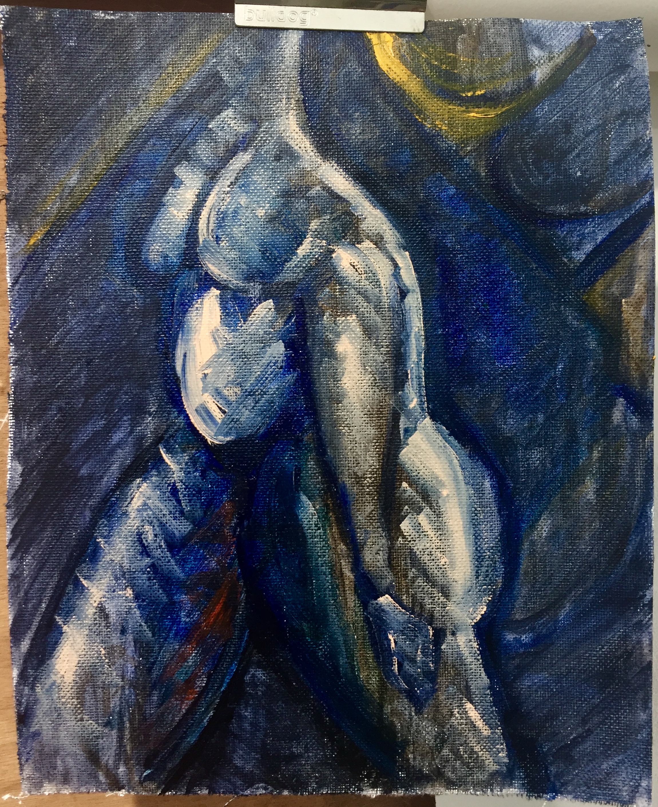 #MondayMotivation alarm, shower, dress, coffee, commute, eat, sleep, repeat #365LoveNotesToSelf Day 160 oil on canvas scrap