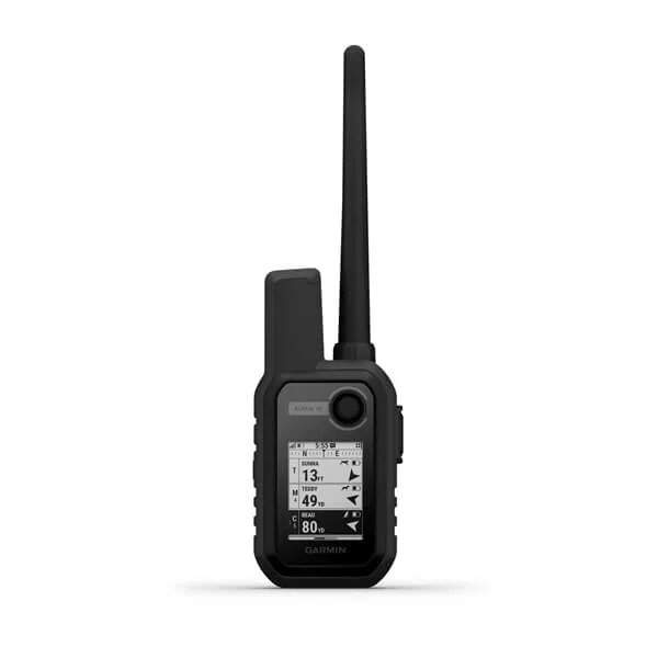 Black Garmin GPS handheld device with antenna.