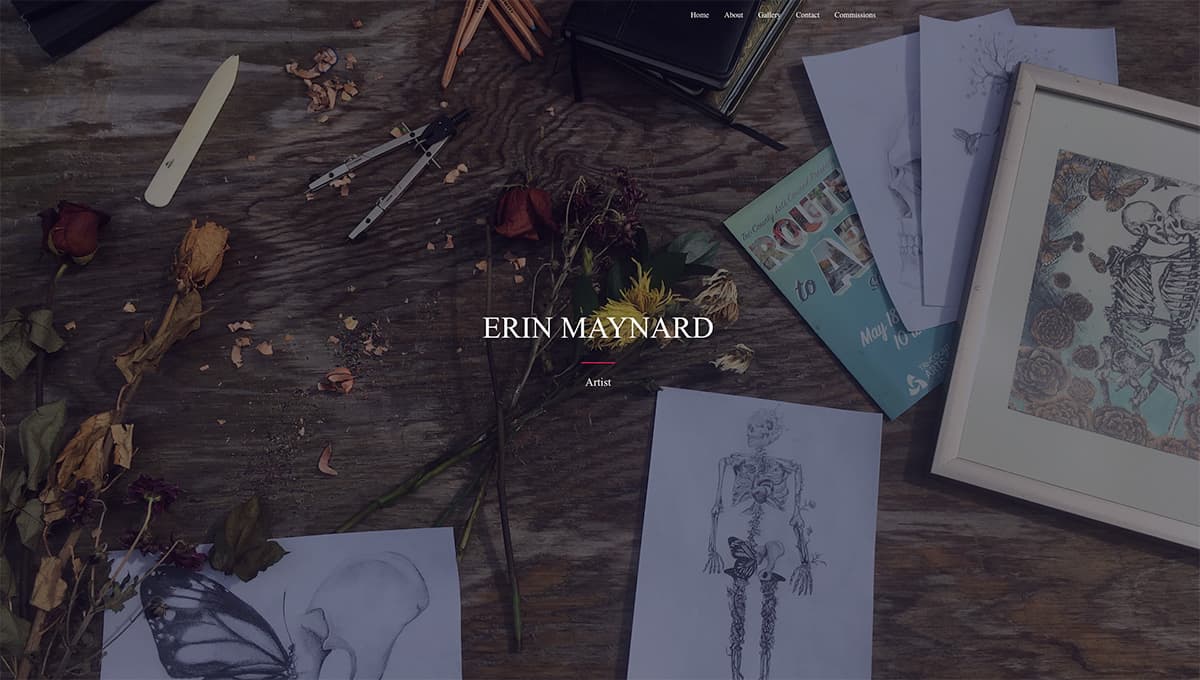 Erin Maynard Website Front Page