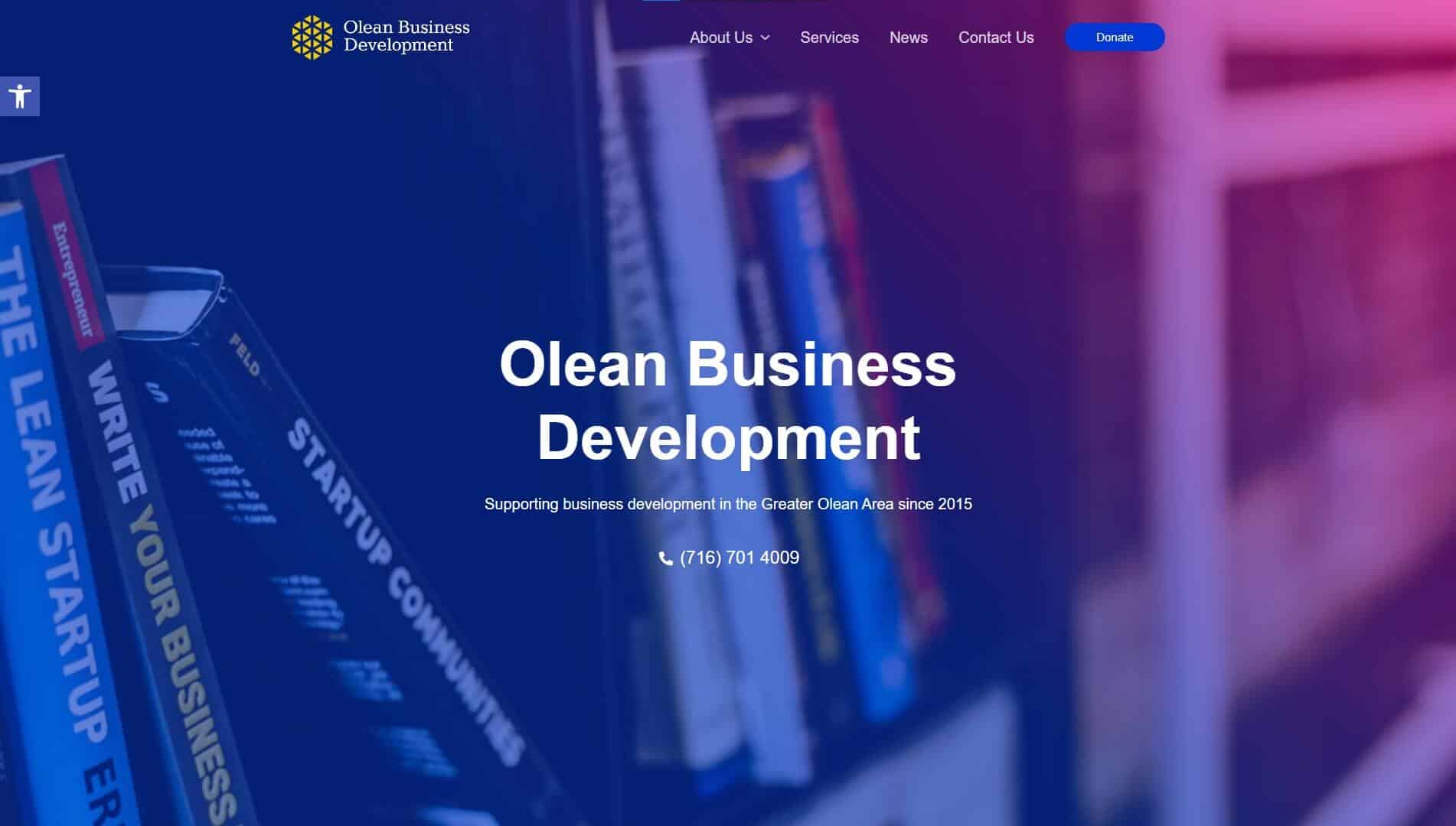 Olean Business Development Website Front Page
