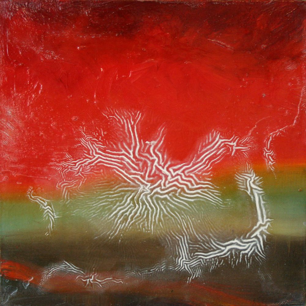 Lightning 12"x12" oil and resin on canvas