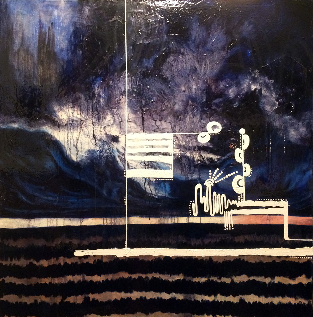 Radio Interference 42"x42" Oil and resin on canvas