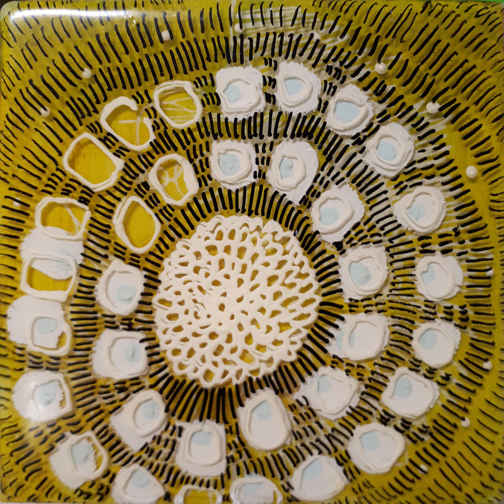 Corona 4" x 4" oil and resin on panel