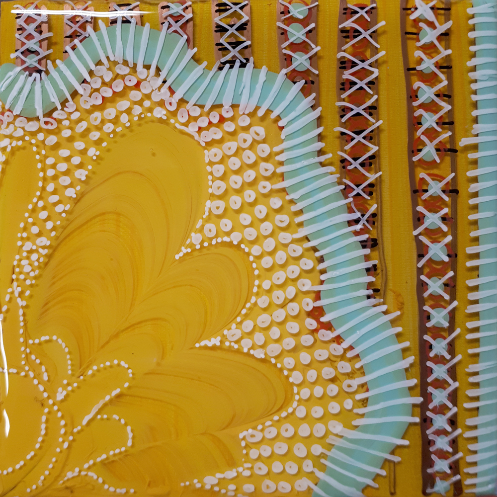 Flourish 4" x 4" oil and resin on panel