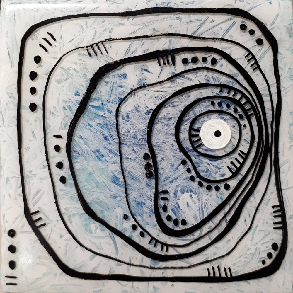 Myopia 4"x4" oil and resin on panel