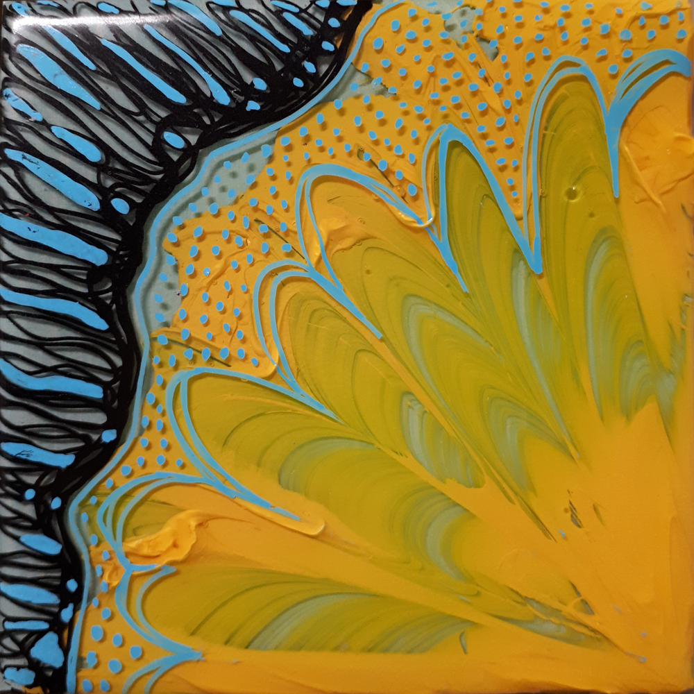 Sunflower 4"x4" oil and resin on panel