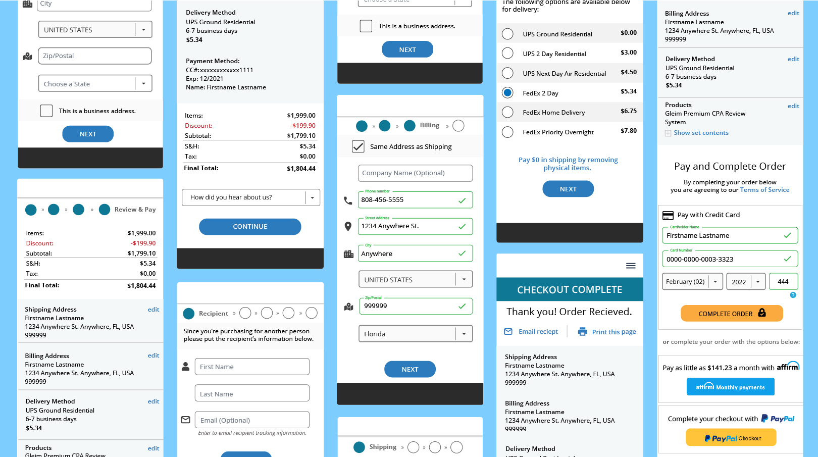 Mobile Checkout Process Example