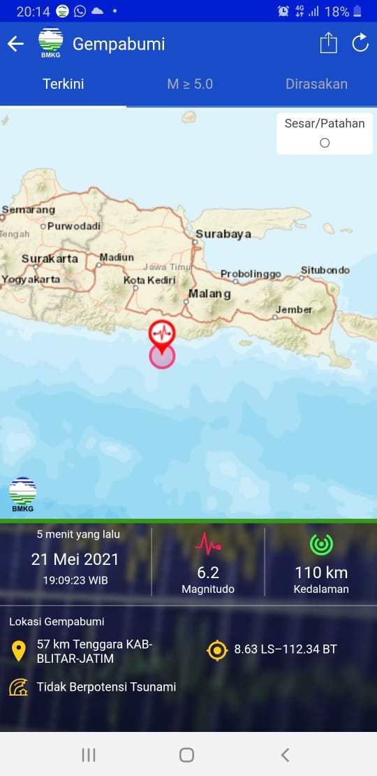 Gempa magnitudo 2,8 mengguncang wilayah blitar, jawa timur. Info Bmkg Gempa Blitar Hari Ini Bmkg Catat Empat Gempa Susulan Terjadi Di Blitar Kepala Mitigasi Bmkg Ungkap Sederet Fakta Soal Gempa Blitar Magnitudo 5 9 Chafithawi