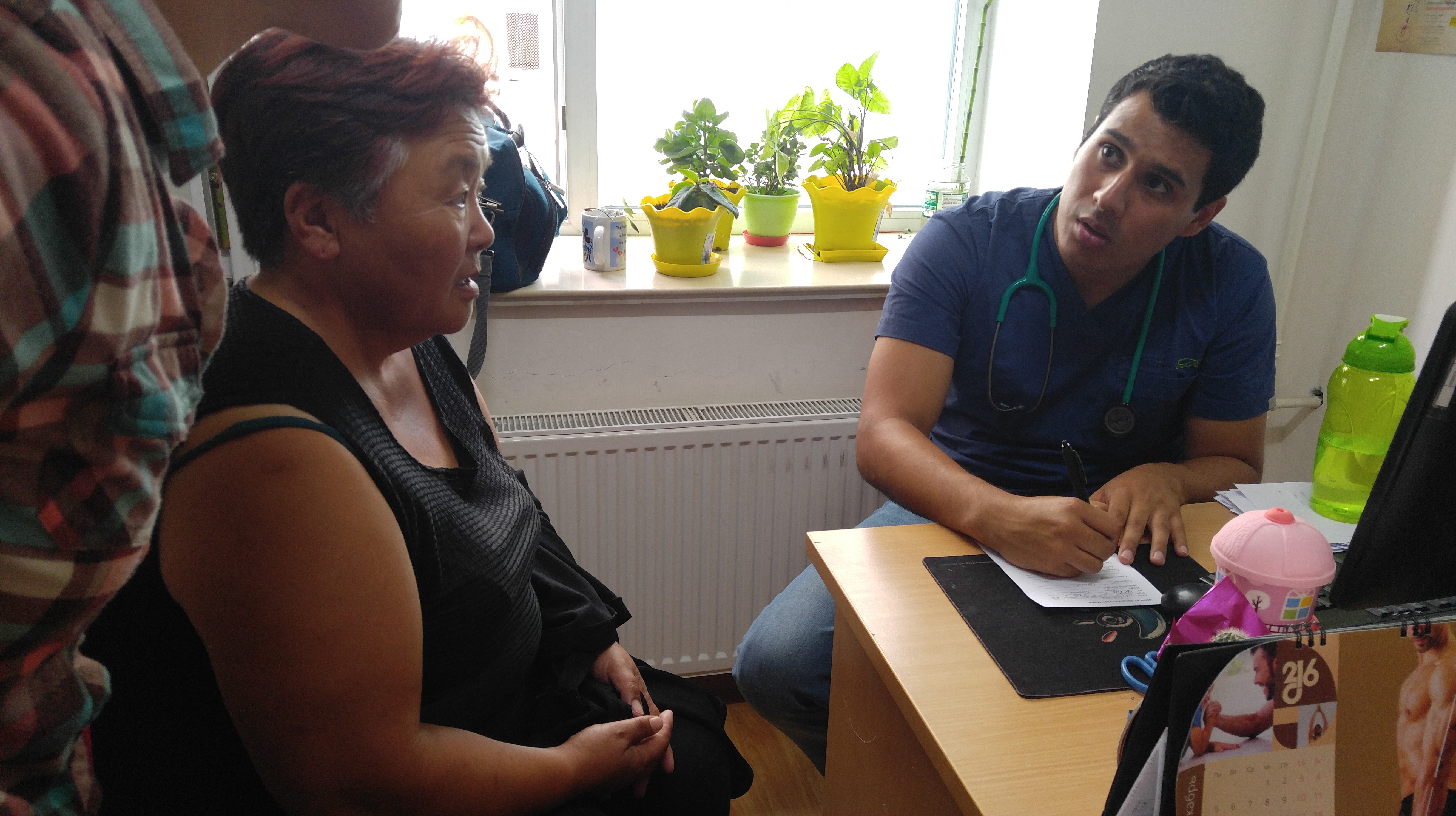 Dr. Escalante giving health advice