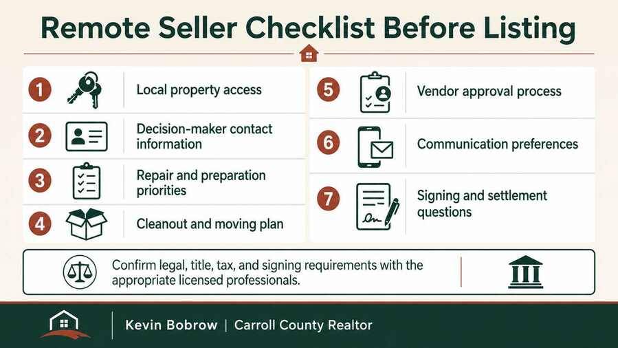 Seven items to organize before listing a Carroll County home from another state