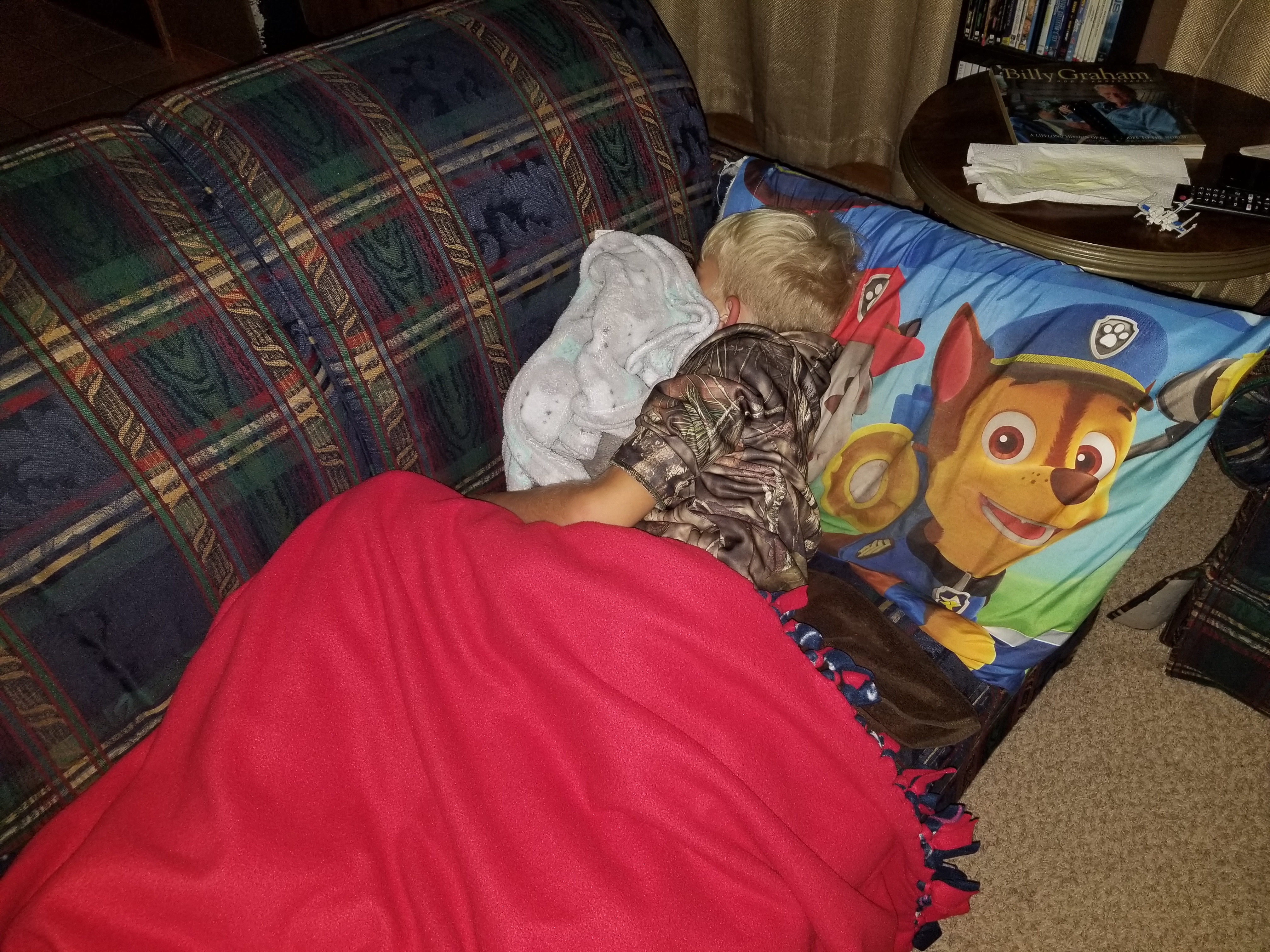 Korbin asked to sleep on the couch so he could watch the vote come in on election night.