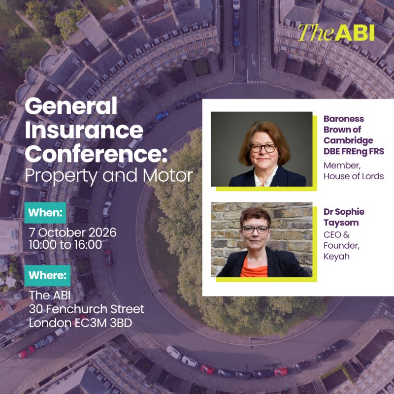Dr Sophie Taysom speaking on property resilience and insurance at the ABI General Insurance Conference