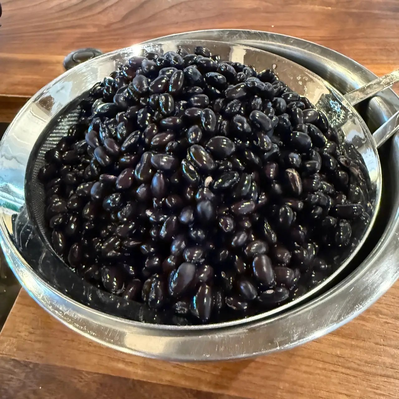 black beans rinsed and ready for soaking
