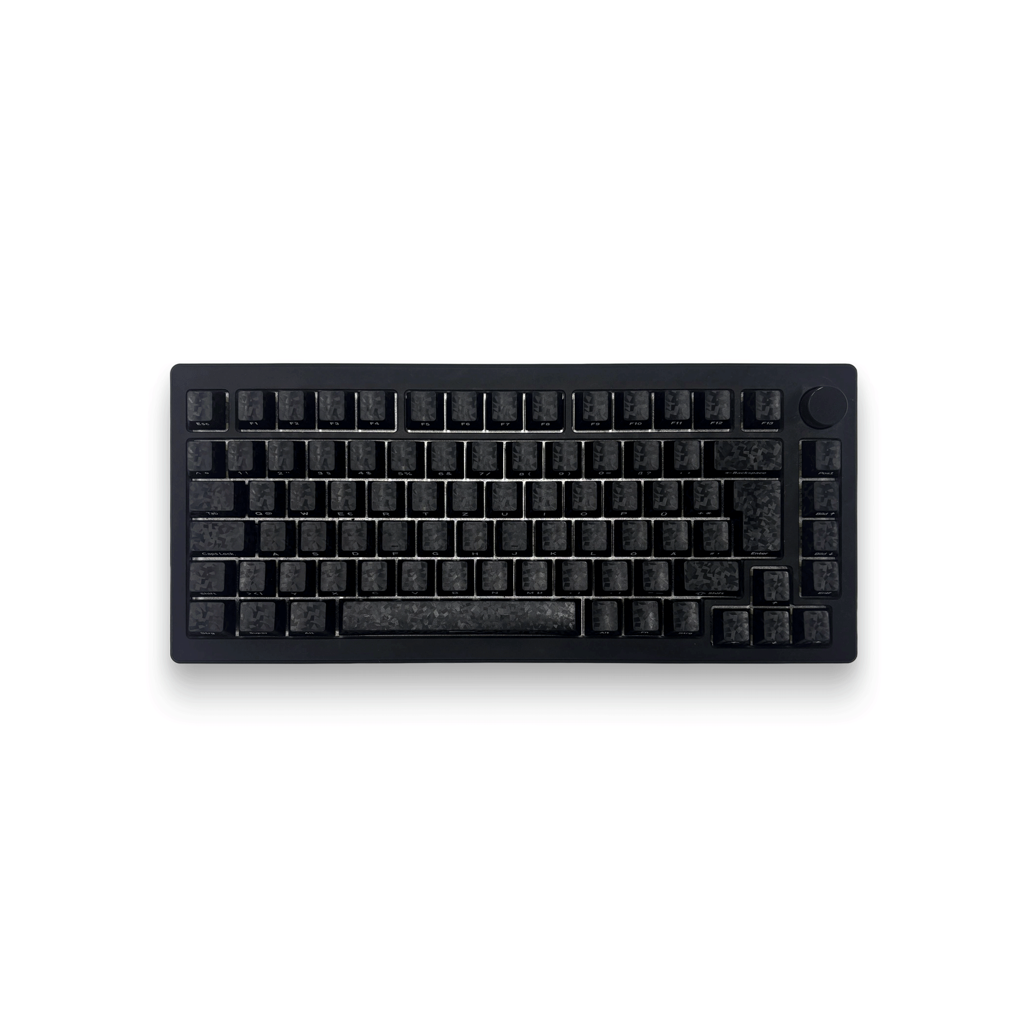 Tastatur mit Keyoo Graphite Keycaps in matter Graphit-Optik, Frontansicht