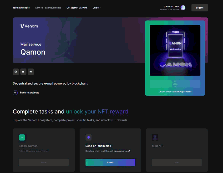Venom Testnet Campaign task 12