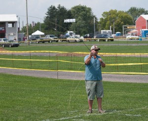 Derek Eberly, (me) owner of Keystone Fly Guides during the distance casting component of the 2014 Pa Casting Championship.