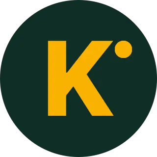 Cercle verd amb una K majúscula groga representant el logo de Key digital Studio, una agència de màrqueting digital a de hosteleria i turisme a Andorra