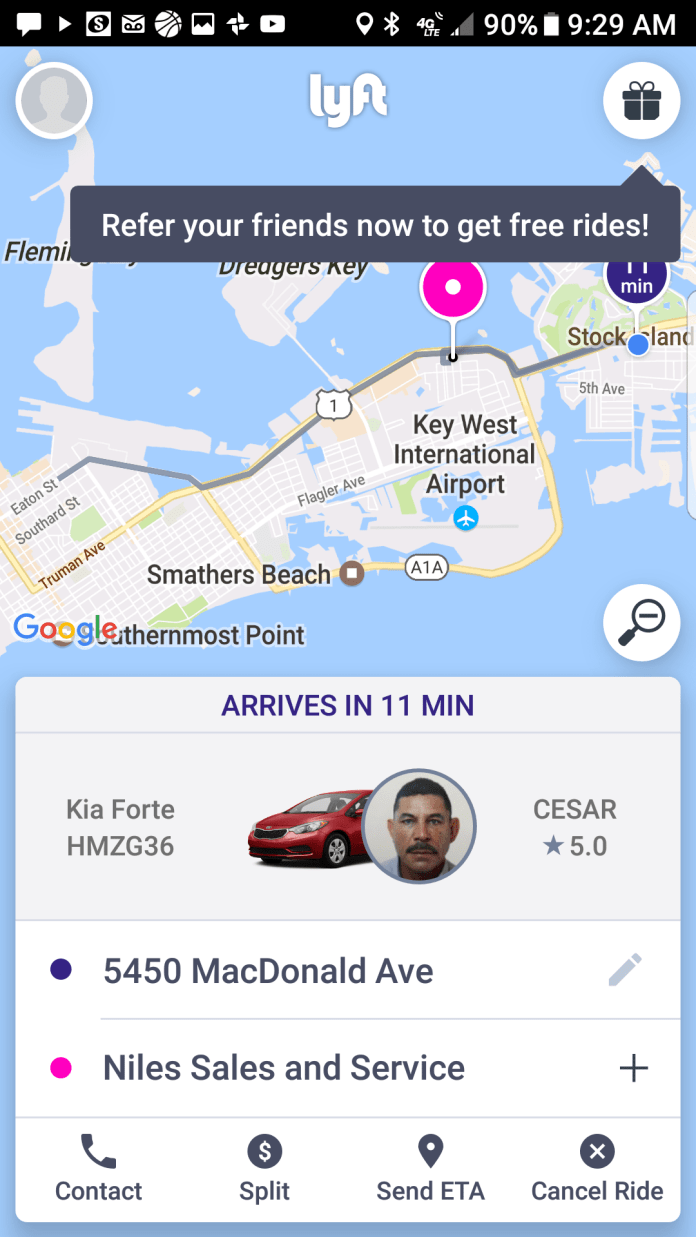 Lyft currently operating in Key West - A close up of text on a white background - Web page