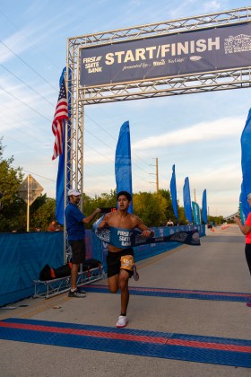a couple of people that are running in a race