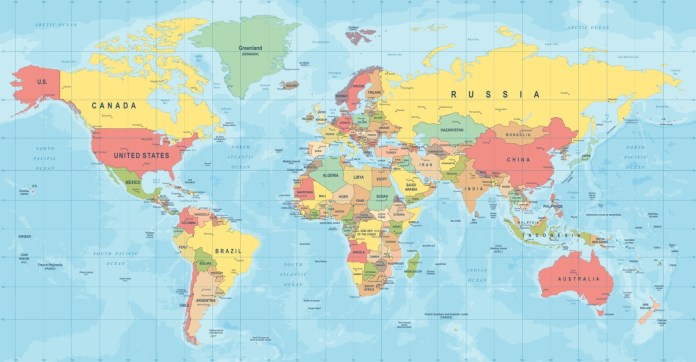 World,Map,Vector.,High,Detailed,Illustration,Of,Worldmap a map of the world with all the countries