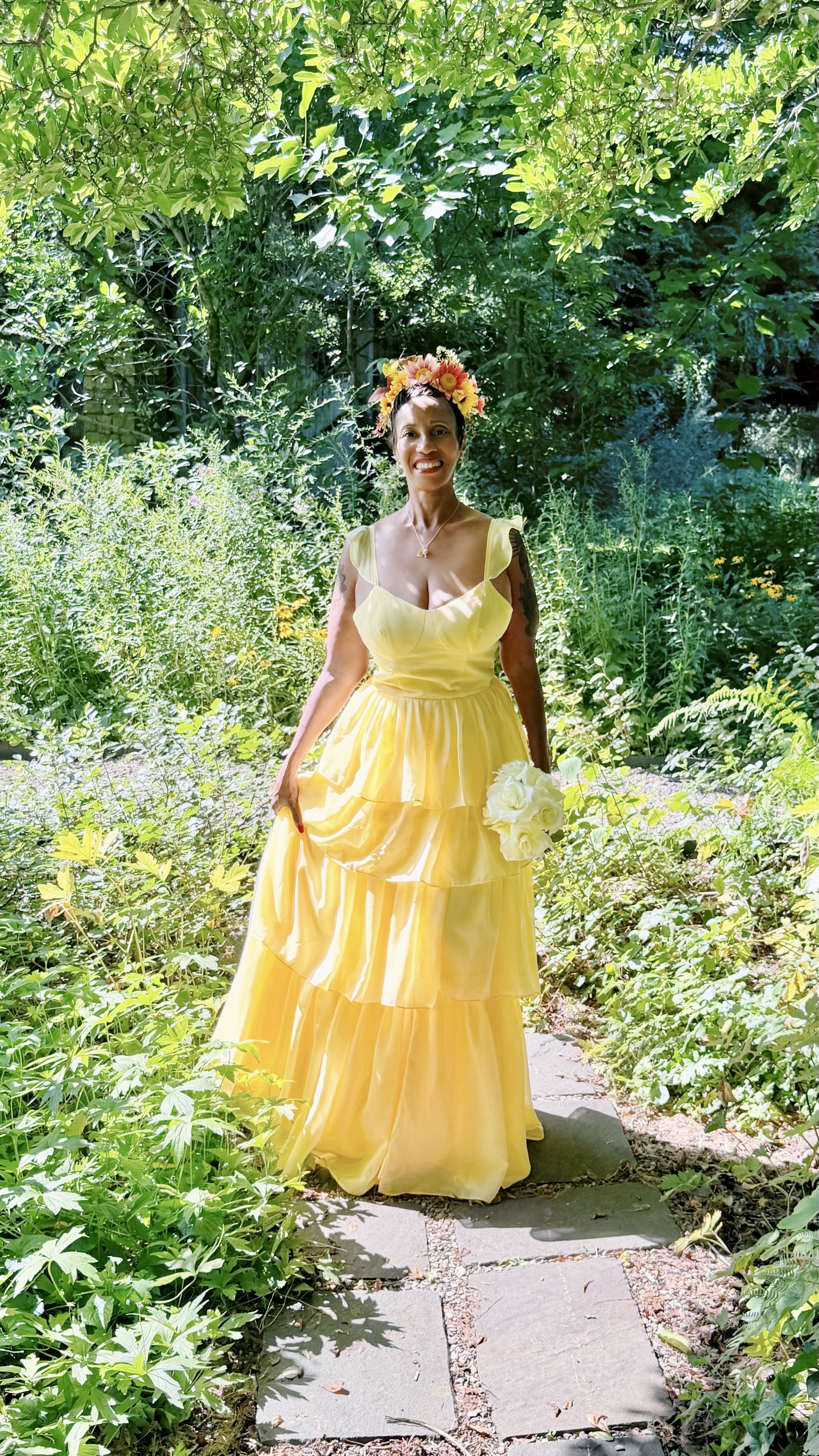 woman in yellow dress