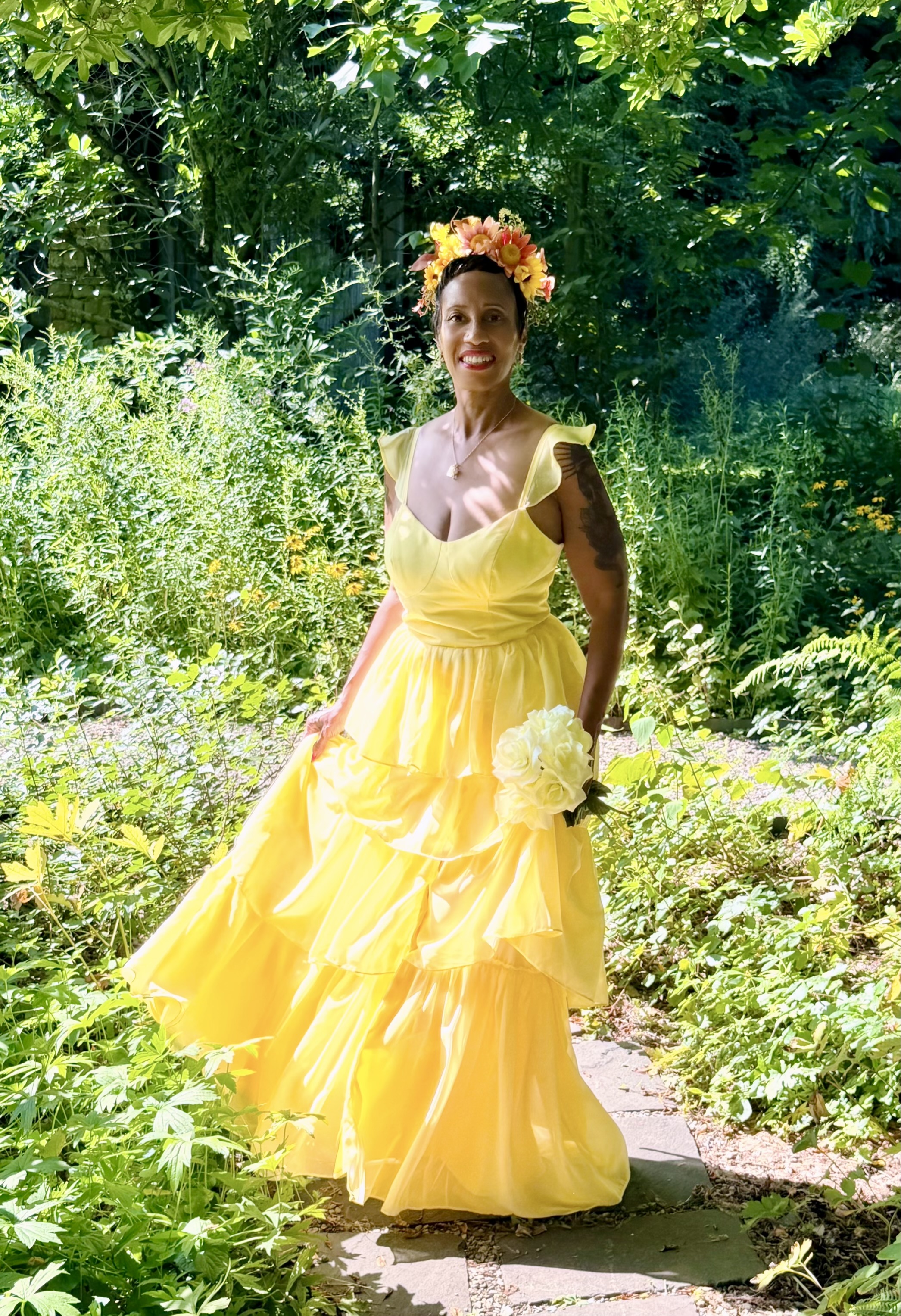 woman in yellow dress