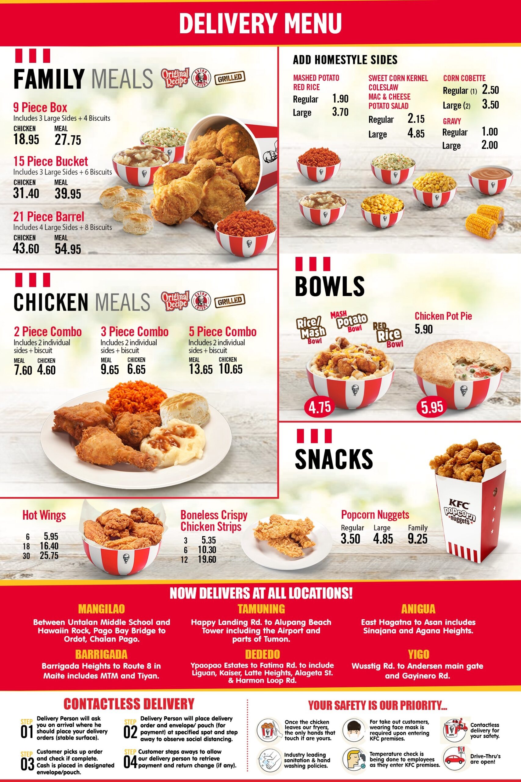 Kfc is a great place to go for a filling and delicious fried chicken meal. Delivery Kfc Guam