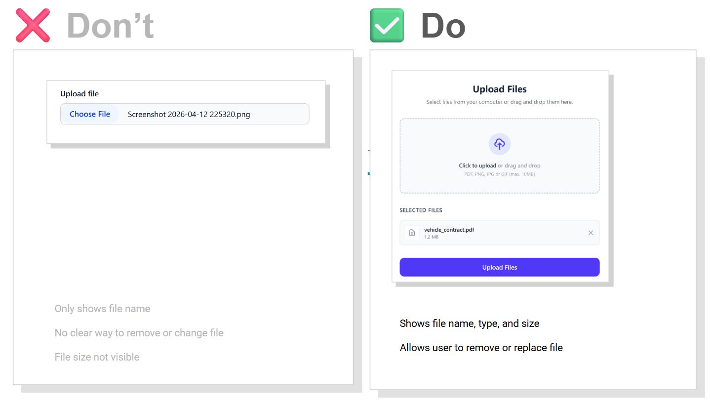 Do vs Don't File Upload example