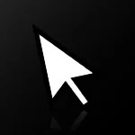 White arrow cursor icon on a black background