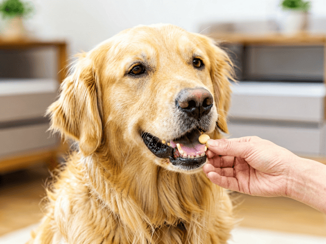 Best Dog Joint Supplements for Senior Dogs (2024 Guide) 2 Senior dog taking joint supplement