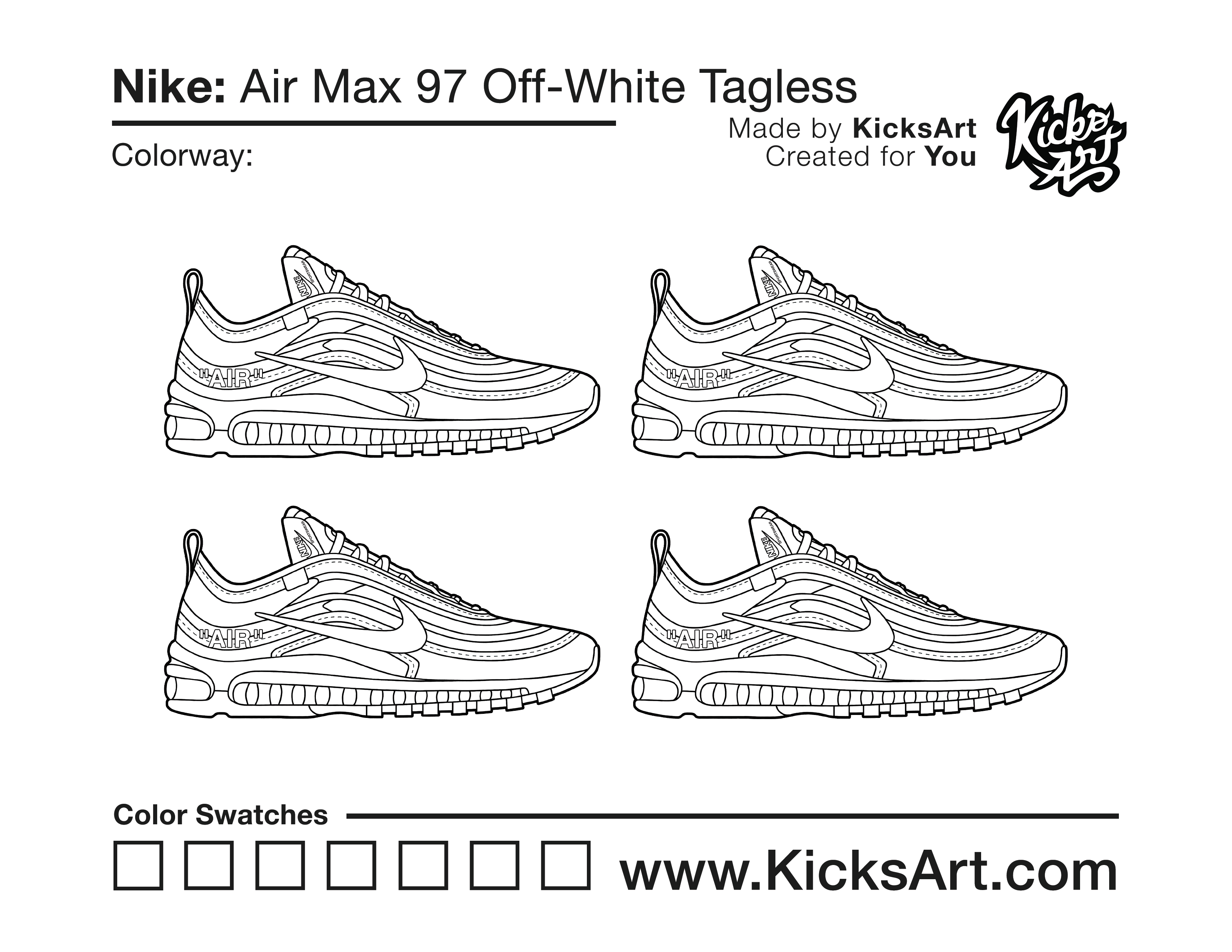 Nike Air Max 97 Off-White Coloring Pages Sneaker Coloring Pages